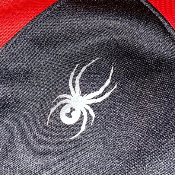 SPYDER charger pullover jacket 1/2 zip thermal long sleeve black red NEW size L - Picture 2 of 16
